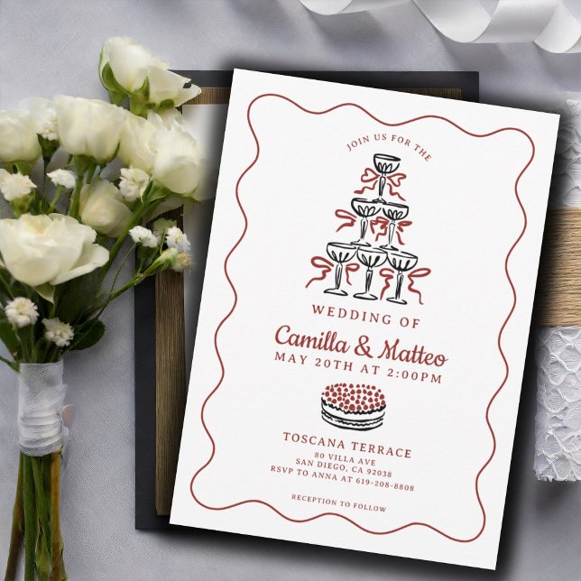 Whimsical Doodles Italian Wedding Invitation (Creator Uploaded)