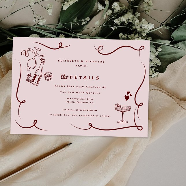 Whimsical Doodles | Wedding Guest Details Enclosure Card (Creator Uploaded)