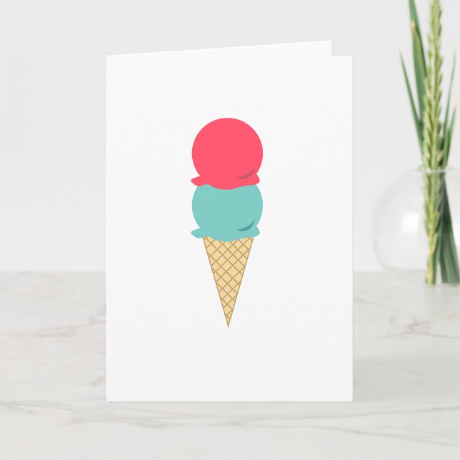 Whimsical Double Scoop Ice Cream Cone Card (Creator Uploaded)