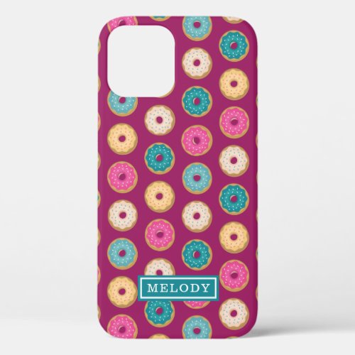 Whimsical Doughnut Pattern on Purple iPhone 12 Case