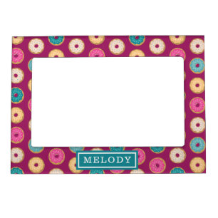 Whimsical Doughnut Pattern on Purple Magnetic Frame