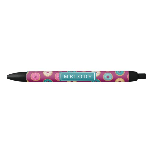 Whimsical Doughnut Pattern on Purple Pen (Front)