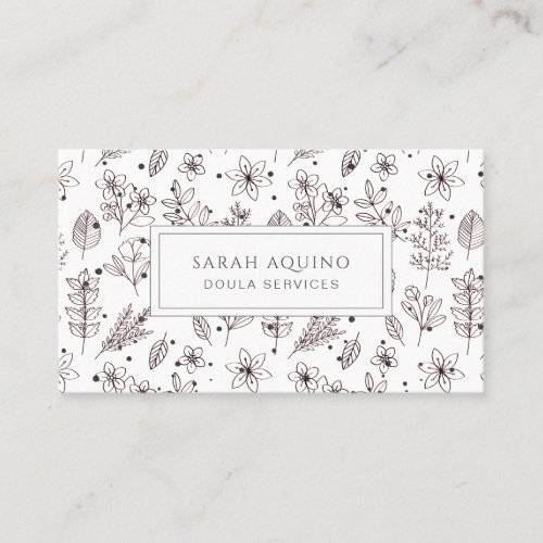 Whimsical Doula Flower Pattern Business Card