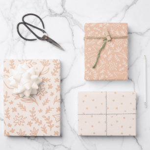 Whimsical Dove & Flowers Religious Symbol Peach Wrapping Paper Sheets