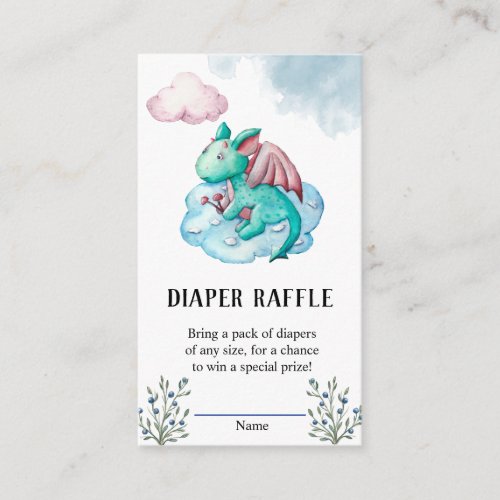 Whimsical Dragon Baby Shower Diaper Raffle  Enclosure Card