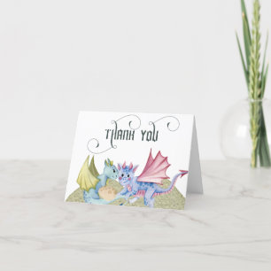 Whimsical Dragon Baby Shower Folded Thank You Card