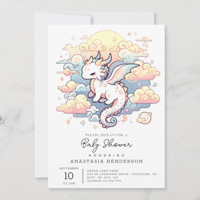 Whimsical Dragon Baby Shower Invitation (Front)