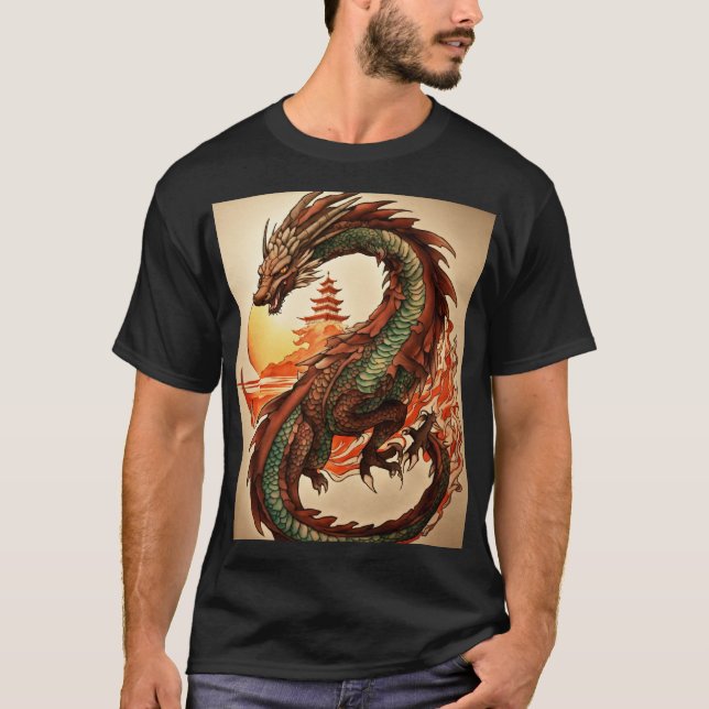 "Whimsical Dragon Dreamscape: Watercolor Wash T-Sh T-Shirt (Front)