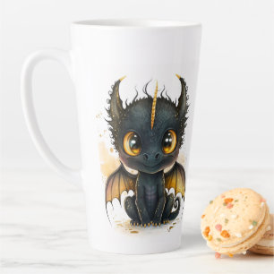 Whimsical Dragon Illustration Latte Mug