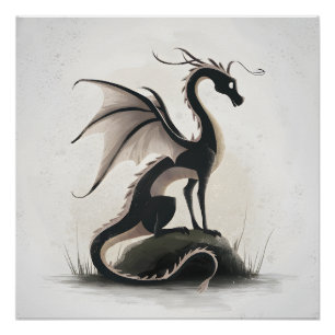 Whimsical Dragon Illustration Poster