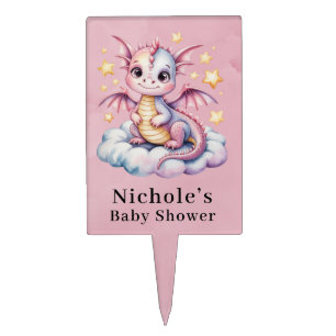 Whimsical Dragon On A Cloud Baby Shower  Cake Topper