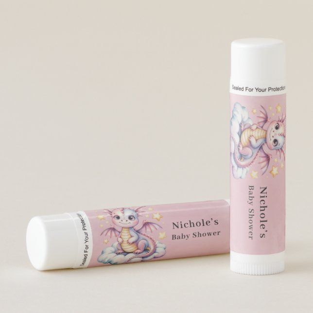 Whimsical Dragon On A Cloud Baby Shower Favor Lip Balm (Front)