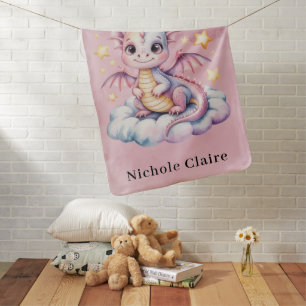 Whimsical Dragon On A Cloud Baby Shower Gift Blanket