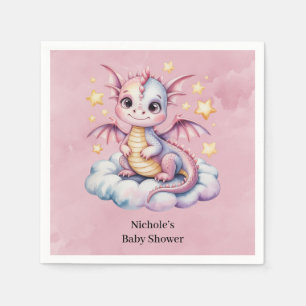 Whimsical Dragon On A Cloud Baby Shower Napkins