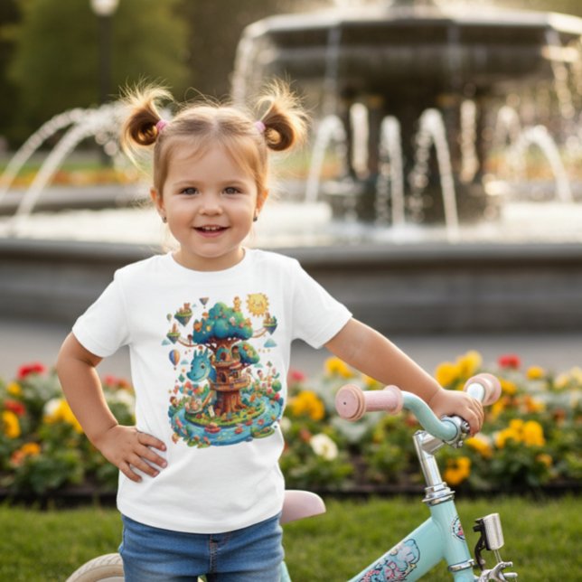 Whimsical Dragon Treehouse Fantasy Kids T-Shirt (Creator Uploaded)