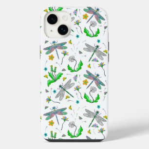 Whimsical Dragonflies and Dandelions Hand Drawn iPhone 14 Plus Case