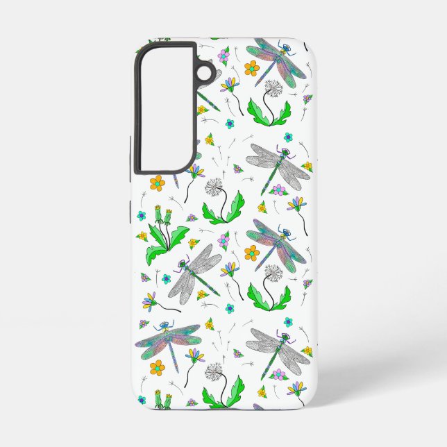 Whimsical Dragonflies and Dandelions Hand Drawn   Samsung Galaxy Case (Back)