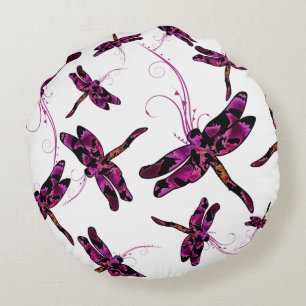 Whimsical Dragonflies Round Pillow