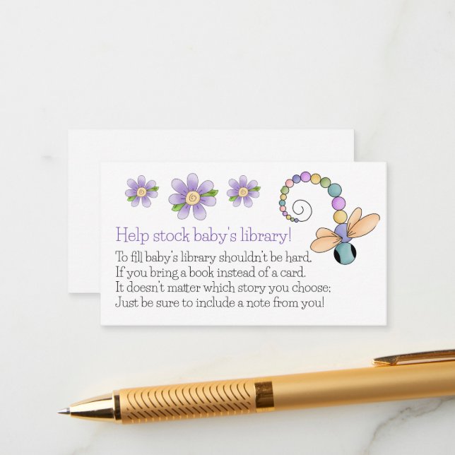 Whimsical Dragonfly Books for Baby  Enclosure Card (Front/Back In Situ)