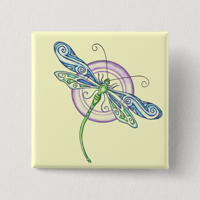 Whimsical Dragonfly Button (Front)