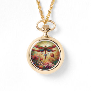 Whimsical Dragonfly Floral Abstract Art Prosperity Watch