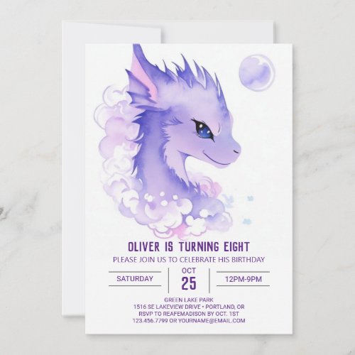 Whimsical Dragons Enchanted Birthday Invitation