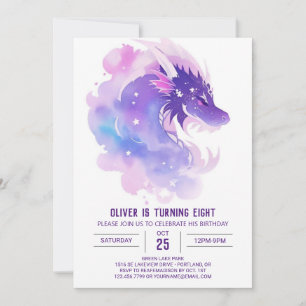 Whimsical Dragon's Enchanted Birthday Invitation