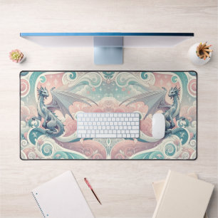 Whimsical Drakes: Pastel Dragon Fantasy Desk Mat