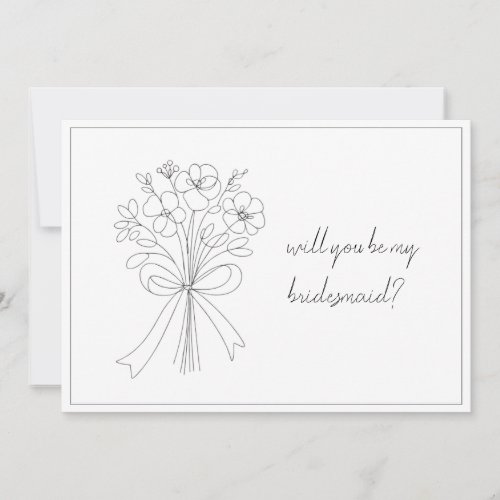 whimsical drawn bow  flower bridesmaid proposal  note card