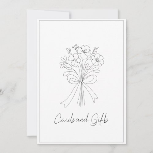 whimsical drawn bow  flower cards and gifts sign 