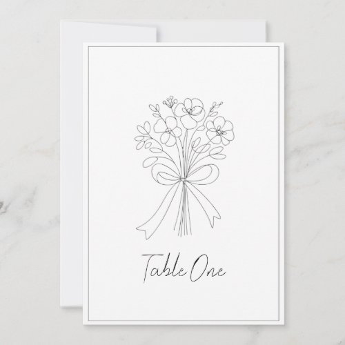 whimsical drawn bow  flower wedding table number