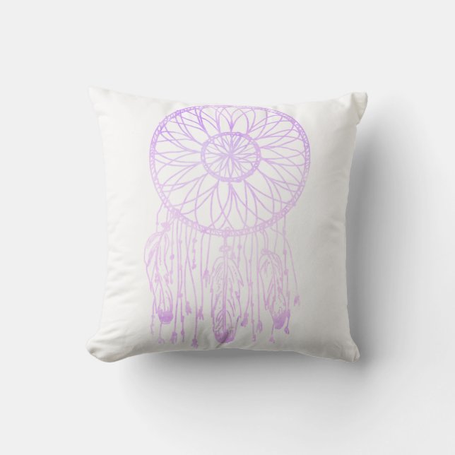 Whimsical Dream Catcher Lavender Watercolor Throw Pillow (Front)