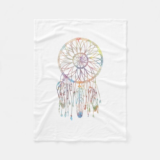 Whimsical Dream Catcher Watercolor Girly Fleece Blanket (Front)