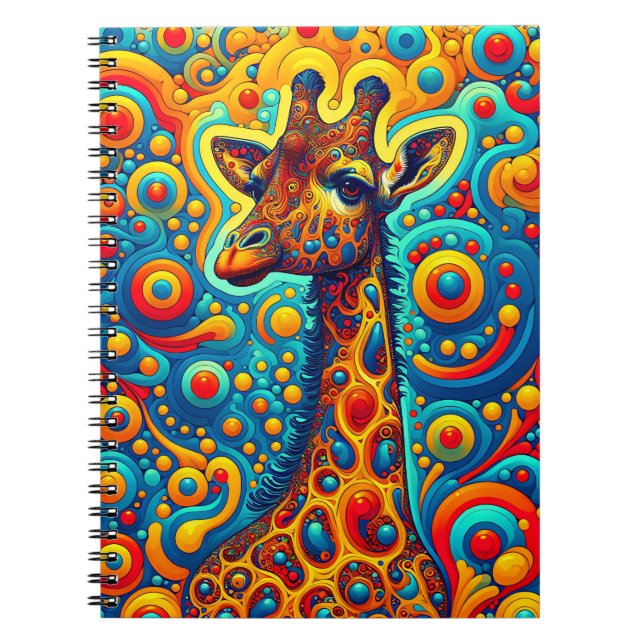 Whimsical Dream Giraffe –  Safari Pattern Notebook (Front)
