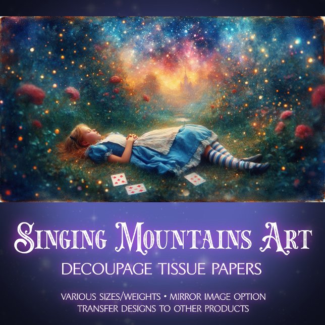 Whimsical Dream Wonderland Fantasy Alice Decoupage Tissue Paper (Creator Uploaded)