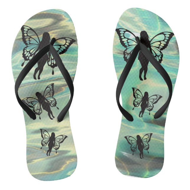 Whimsical Dreamy fairies flip flops (Footbed)