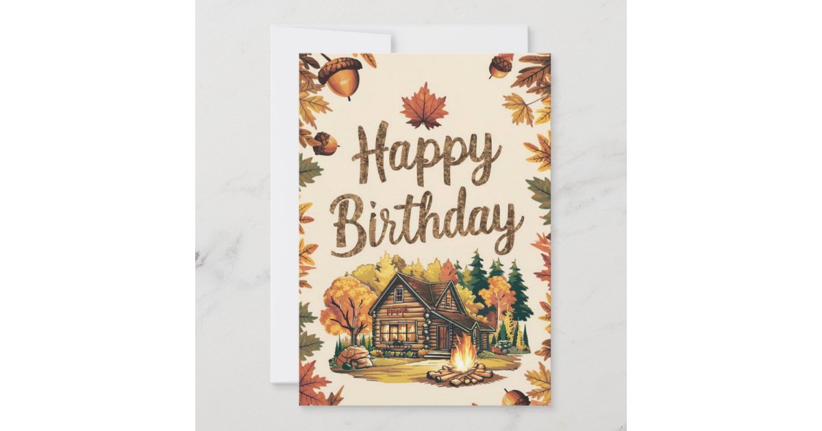 Whimsical Dreamy Forest Autumn Fall Happy Birthday Card | Zazzle
