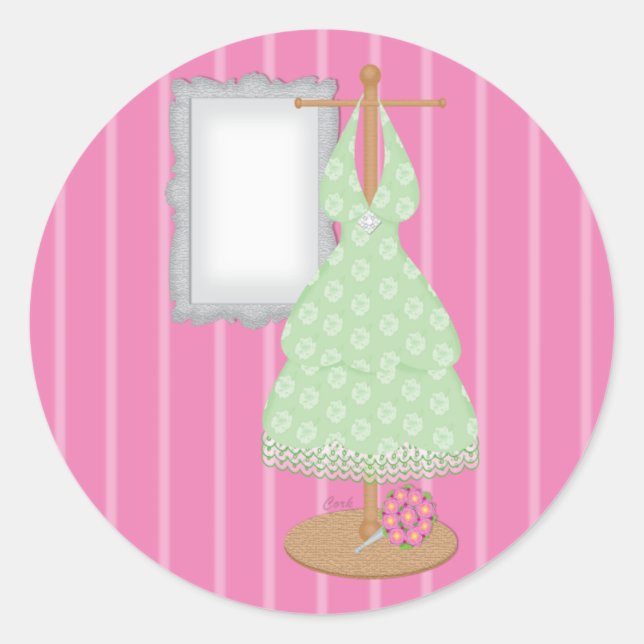 Whimsical Dress Shop Bridesmaid Sticker (Front)