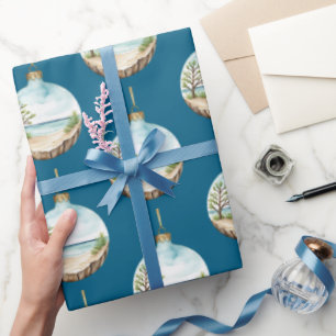 Whimsical Driftwood Christmas Bauble Wrapping Paper