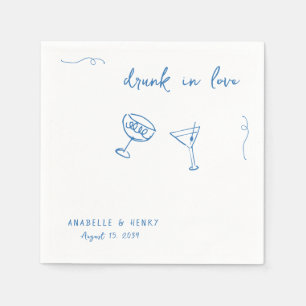 Whimsical Drunk in Love Handwriting Script Wedding Napkins