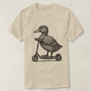 "Whimsical Duck Scooter Shirt - Cute Duck Riding
