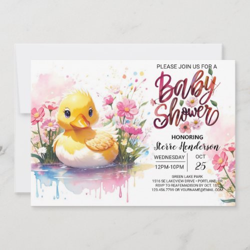 Whimsical Duckling Baby Bliss Shower Invitation