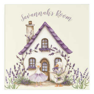 Whimsical Duckling Ballet Lavender House Watercolo Acrylic Print