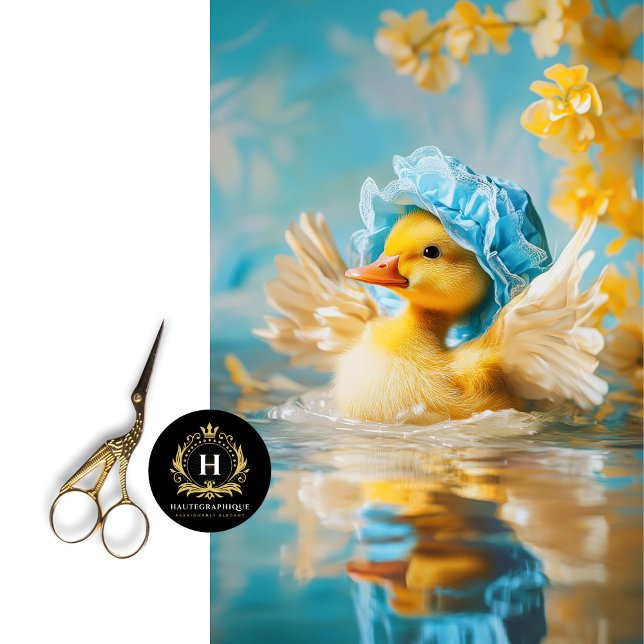 Whimsical Duckling in Blue Bonnet Decoupage Tissue Paper (Creator Uploaded)