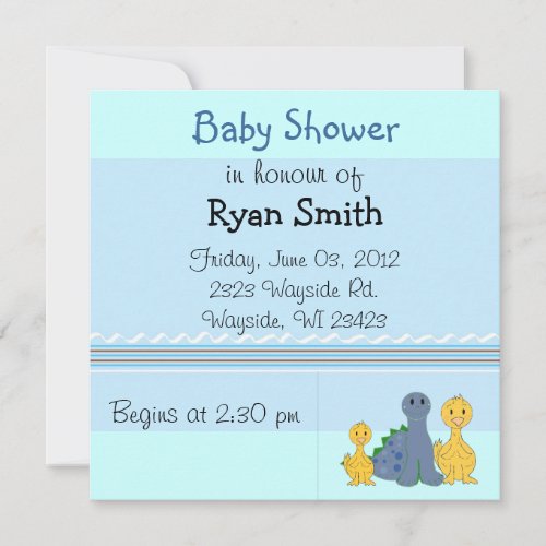 Whimsical Ducks and Dino Baby Shower Invitation