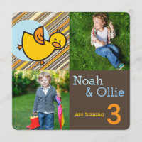 Whimsical Ducks Photo Boys Joint Birthday Party Invitation