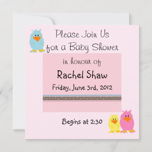 Whimsical Ducks Pink Baby Shower Invitation