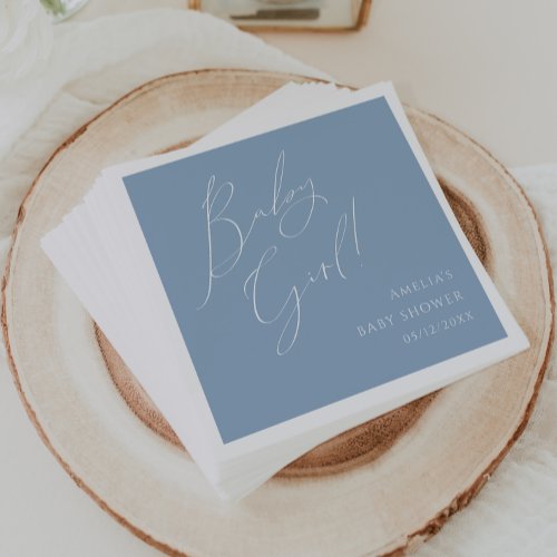 Whimsical Dusty Blue Baby Girl Baby Shower Napkins