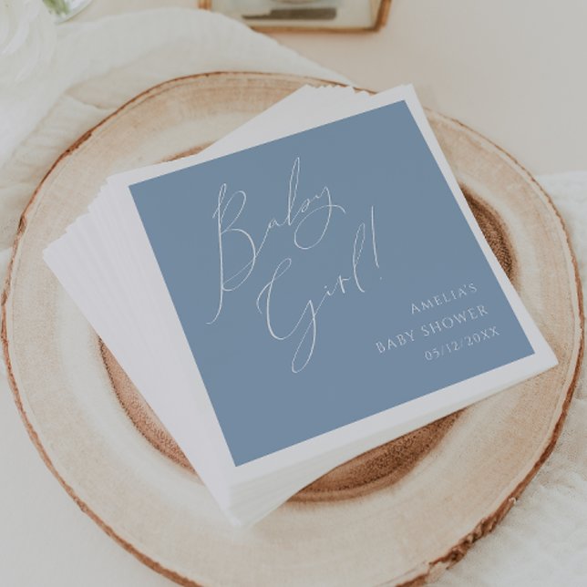 Whimsical Dusty Blue Baby Girl Baby Shower Napkins (Creator Uploaded)