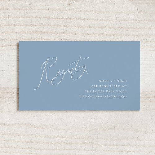 Whimsical Dusty Blue Baby Registry Enclosure Card